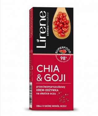 Lirene, superaliments aux graines de chia et à l'extrait de baie de goji Crème contour des yeux anti-rides