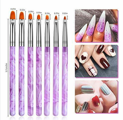 Purple Nail Brush Set 7Pcs